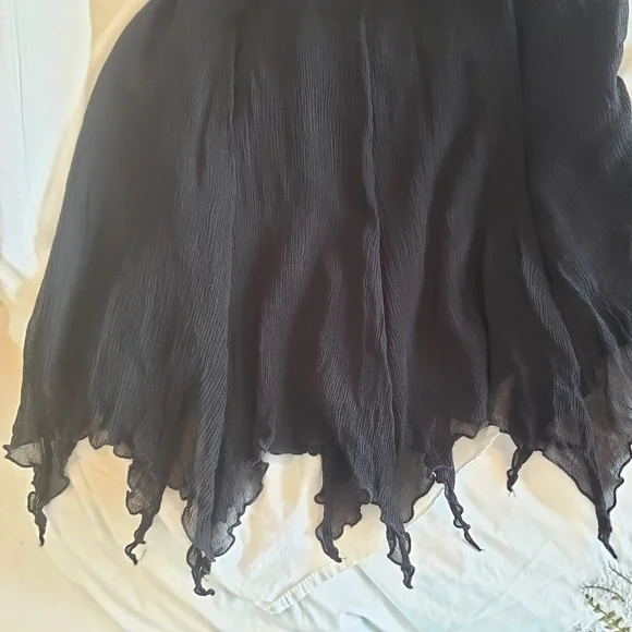 Express Black Silk Hankerchief Hem Skirt, S - Picture 10 of 11